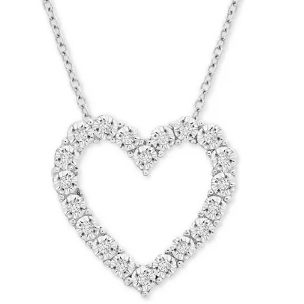 Diamond Heart 18" Pendant Necklace (1/10 ct. t.W.) in Sterling Silver